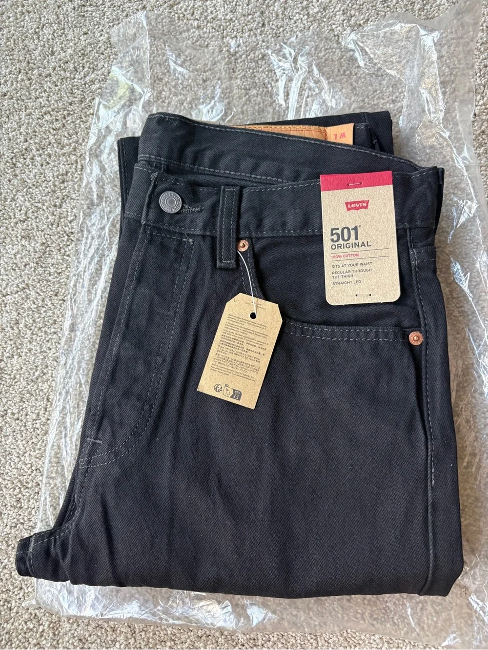 NWT Levi's Men's 501 Straight-Leg Black Jeans